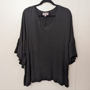 Oversized Black Ruffle Sleeve Tunic